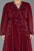 Burgundy Long Chiffon Plus Size Evening Dress ABU3075