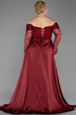 Burgundy Long Beaded Plus Size Evening Gown ABU6093