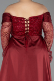 Burgundy Long Beaded Plus Size Evening Gown ABU6093