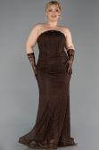 Long Brown Dantelle Plus Size Evening Dress ABU6280