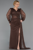 Long Brown Dantelle Plus Size Evening Gown ABU6283