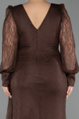 Long Brown Dantelle Plus Size Evening Gown ABU6283