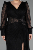 Long Black Dantelle Plus Size Evening Gown ABU6283