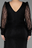 Long Black Dantelle Plus Size Evening Gown ABU6283