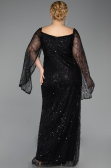 Long Black Beaded Plus Size Evening Gown ABU5067