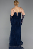Long Navy Blue Dantelle Plus Size Evening Dress ABU6280
