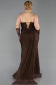 Long Brown Dantelle Plus Size Evening Dress ABU6280