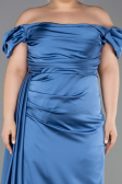 Long Indigo Satin Plus Size Evening Dress ABU1626