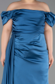 Oil Green Long Satin Plus Size Evening Dress ABU1626