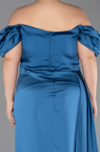 Oil Green Long Satin Plus Size Evening Dress ABU1626