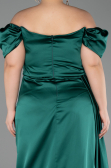 Long Emerald Green Satin Plus Size Evening Dress ABU1626