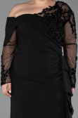 Long Black Chiffon Formal Plus Size Dress ABU5895