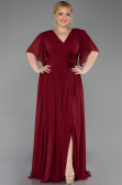 Long Burgundy Chiffon Plus Size Evening Gown ABU6309
