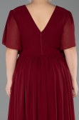 Long Burgundy Chiffon Plus Size Evening Gown ABU6309