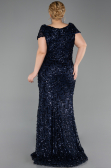 Long Navy Blue Scaly Plus Size Evening Gown ABU6282
