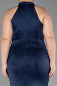Long Navy Blue Plus Size Evening Gown ABU6311