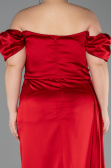 Long Red Satin Plus Size Evening Dress ABU1626