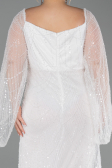 White Long Beaded Plus Size Evening Gown ABU5067