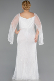 White Long Beaded Plus Size Evening Gown ABU5067