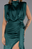 Long Emerald Green Satin Evening Dress ABU2133
