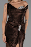 Long Dark Brown Chiffon Evening Dress ABU6336