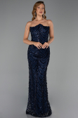 Long Navy Blue Scaly Plus Size Evening Dress ABU6328