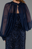 Long Navy Blue Scaly Plus Size Evening Dress ABU6328