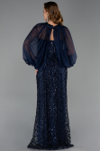 Long Navy Blue Scaly Plus Size Evening Dress ABU6328