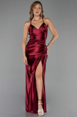 Long Cherry Colored Satin Prom Gown ABU2800