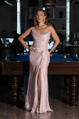Long Powder Color Chiffon Evening Dress ABU6336