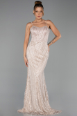Long Beige Beaded Evening Dress ABU5730