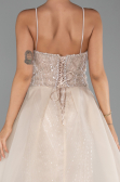 Long Beige Beaded Evening Dress ABU5730