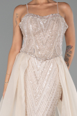 Long Beige Beaded Evening Dress ABU5730