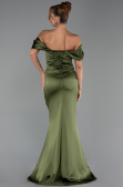 Long Olive Drab Satin Mermaid Prom Dress ABU6090