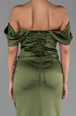 Long Olive Drab Satin Mermaid Prom Dress ABU6090