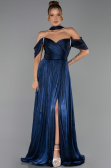 Long Navy Blue Chiffon Evening Dress ABU6342
