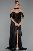 Long Black Chiffon Evening Dress ABU6342