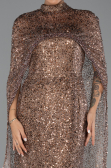 Long Brown Scaly Evening Dress ABU6343