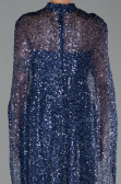 Long Navy Blue Scaly Evening Dress ABU6343