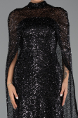 Long Black Scaly Evening Dress ABU6343
