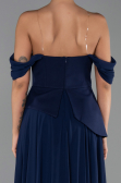 Long Navy Blue Chiffon Evening Dress ABU6345