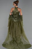 Long Olive Drab Beaded Evening Dress ABU6348