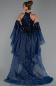 Long Navy Blue Beaded Evening Dress ABU6348