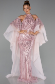 Long Powder Color Beaded Evening Dress ABU6348
