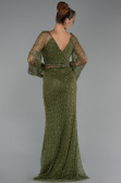 Long Olive Drab Beaded Evening Dress ABU6349