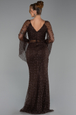 Long Brown Beaded Evening Dress ABU6349
