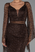 Long Brown Beaded Evening Dress ABU6349