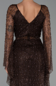 Long Brown Beaded Evening Dress ABU6349