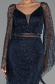 Long Navy Blue Beaded Evening Dress ABU6349