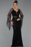 Long Black Beaded Evening Dress ABU6349